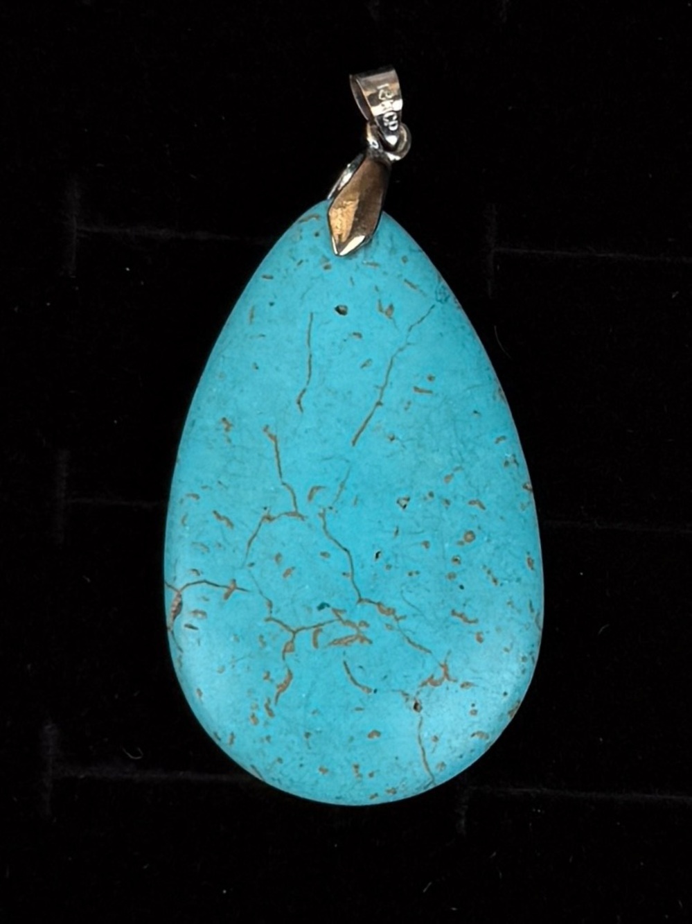 Silvertone southwestern style and blue pendant + free cord necklace
